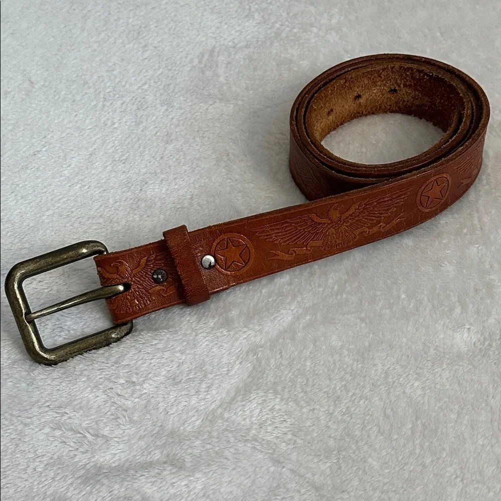 Men’s Distressed Leather Bald Eagle‎ Patriotic Cowboy Rodeo Western Belt XL 49”